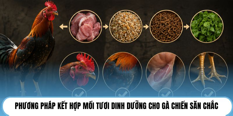 Phương pháp kết hợp mồi tươi dinh dưỡng cho gà chiến săn chắc